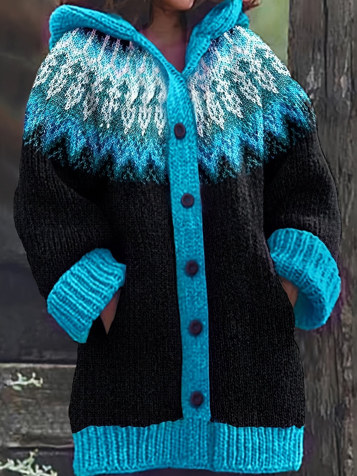 Gulnur | Cardigan à capuchon à motif nordique