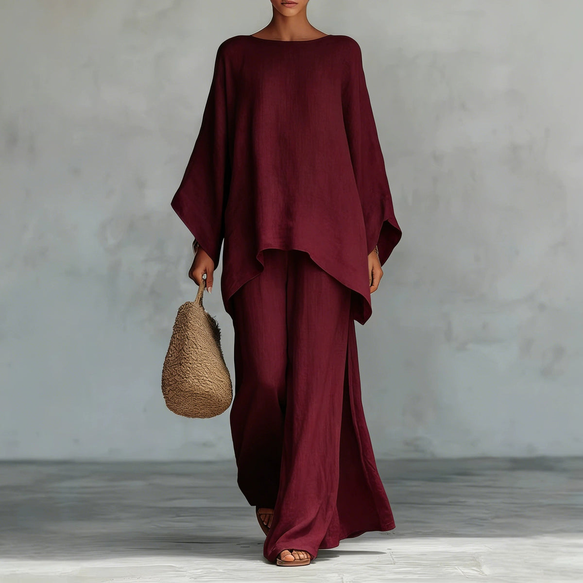 Chemise et pantalon en mélange de lin pour femme