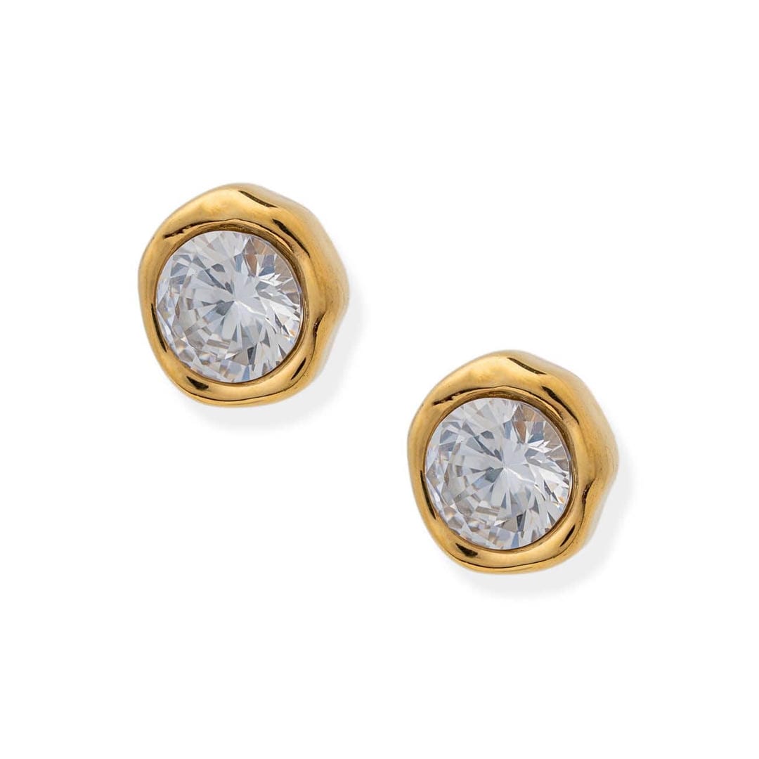Boucles d'oreilles Rondes zircon dorées intemporelles