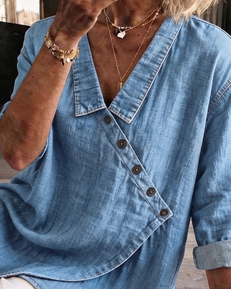 Veronica | Chemise en denim boutonnée