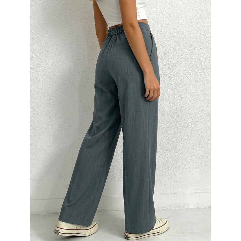 Pantalon habillé fluide à jambe droite pour femme