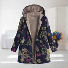 Mila - Cappotto Elegante Floreale Blu Navy