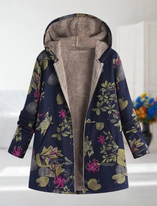 Mila - Cappotto Elegante Floreale Blu Navy