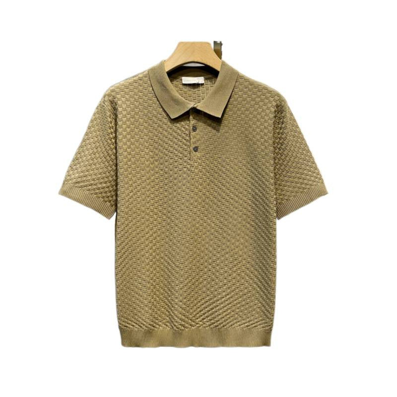Polo écossais luxueux en soie glacée pour homme – léger, respirant, col classique