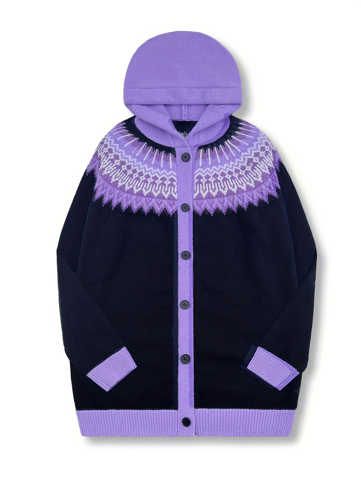 Gulnur | Cardigan à capuchon à motif nordique