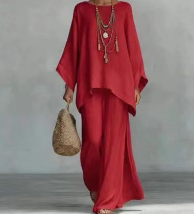 Chemise et pantalon en mélange de lin pour femme