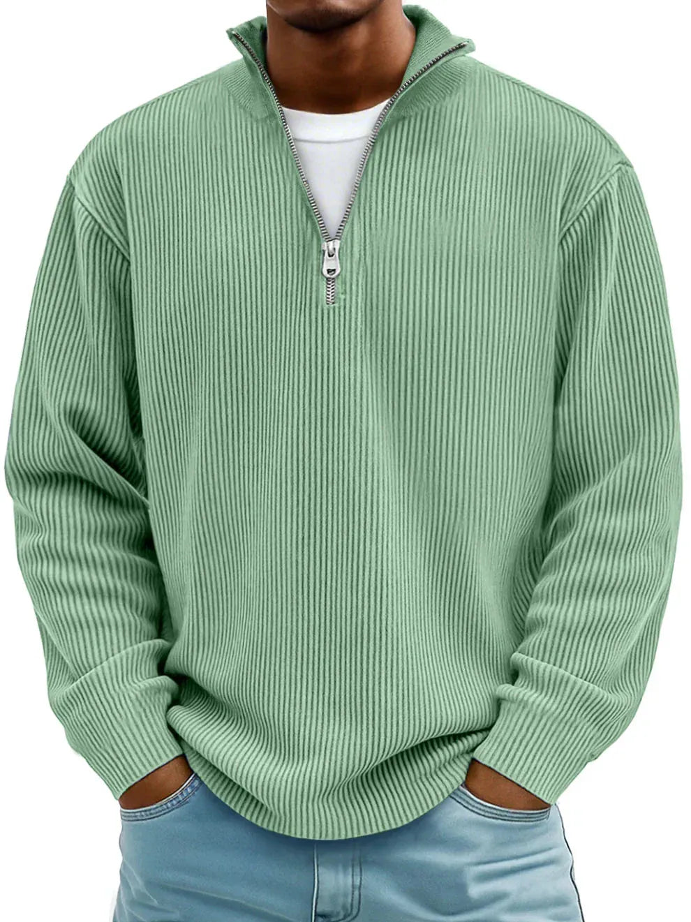 Donato | Chandail côtelé demi-zip