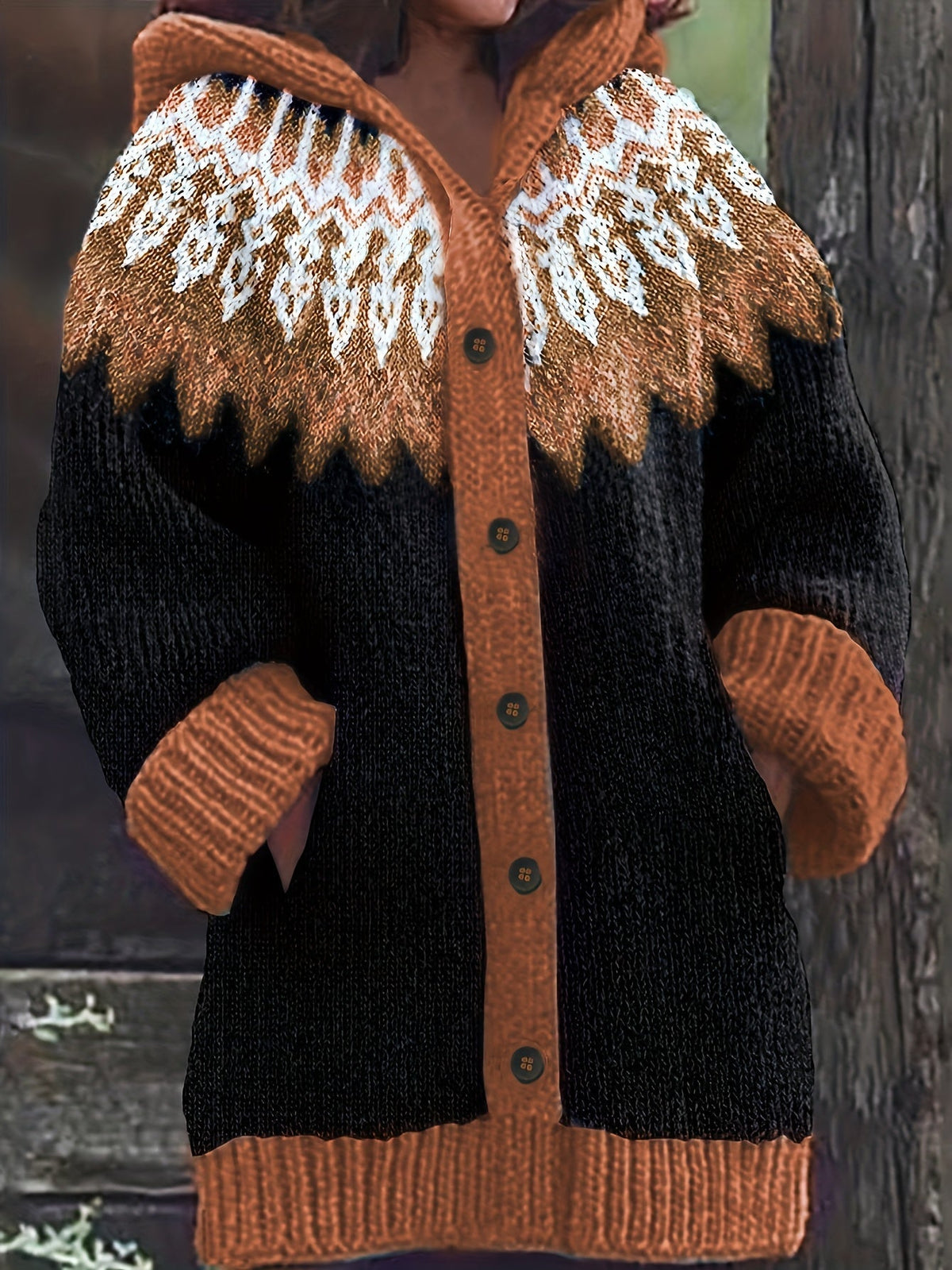 Gulnur | Cardigan à capuchon à motif nordique
