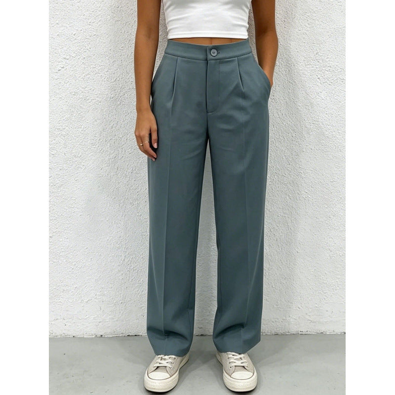 Pantalon habillé fluide à jambe droite pour femme
