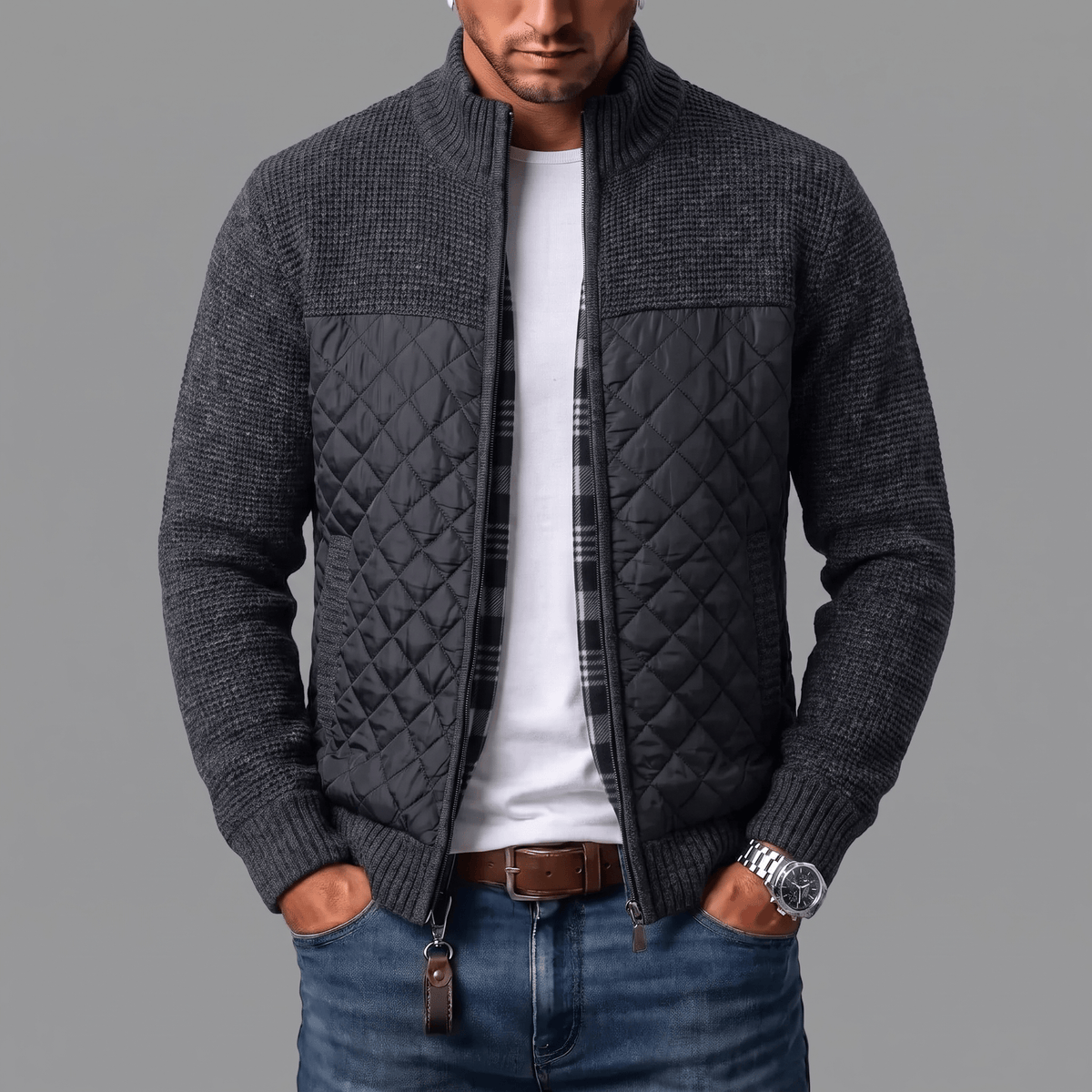 Laurent | Veste en tricot matelassée