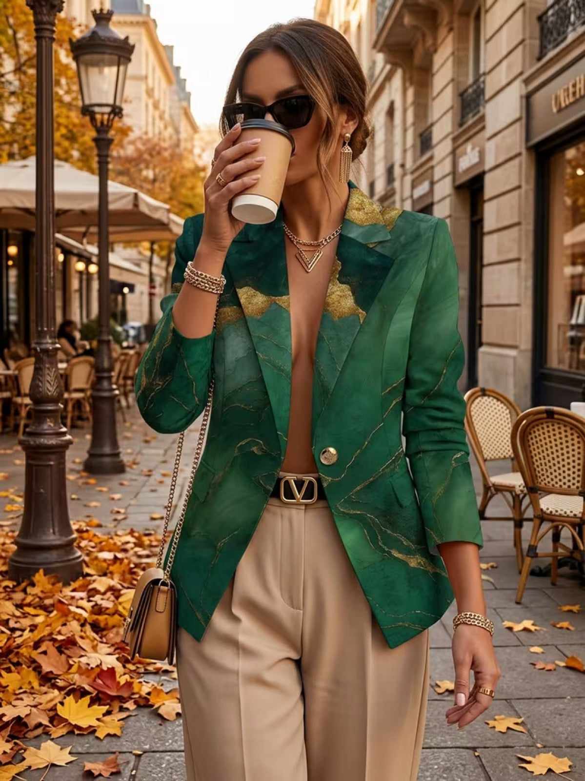 Honorine™ | Blazer marbre émeraude