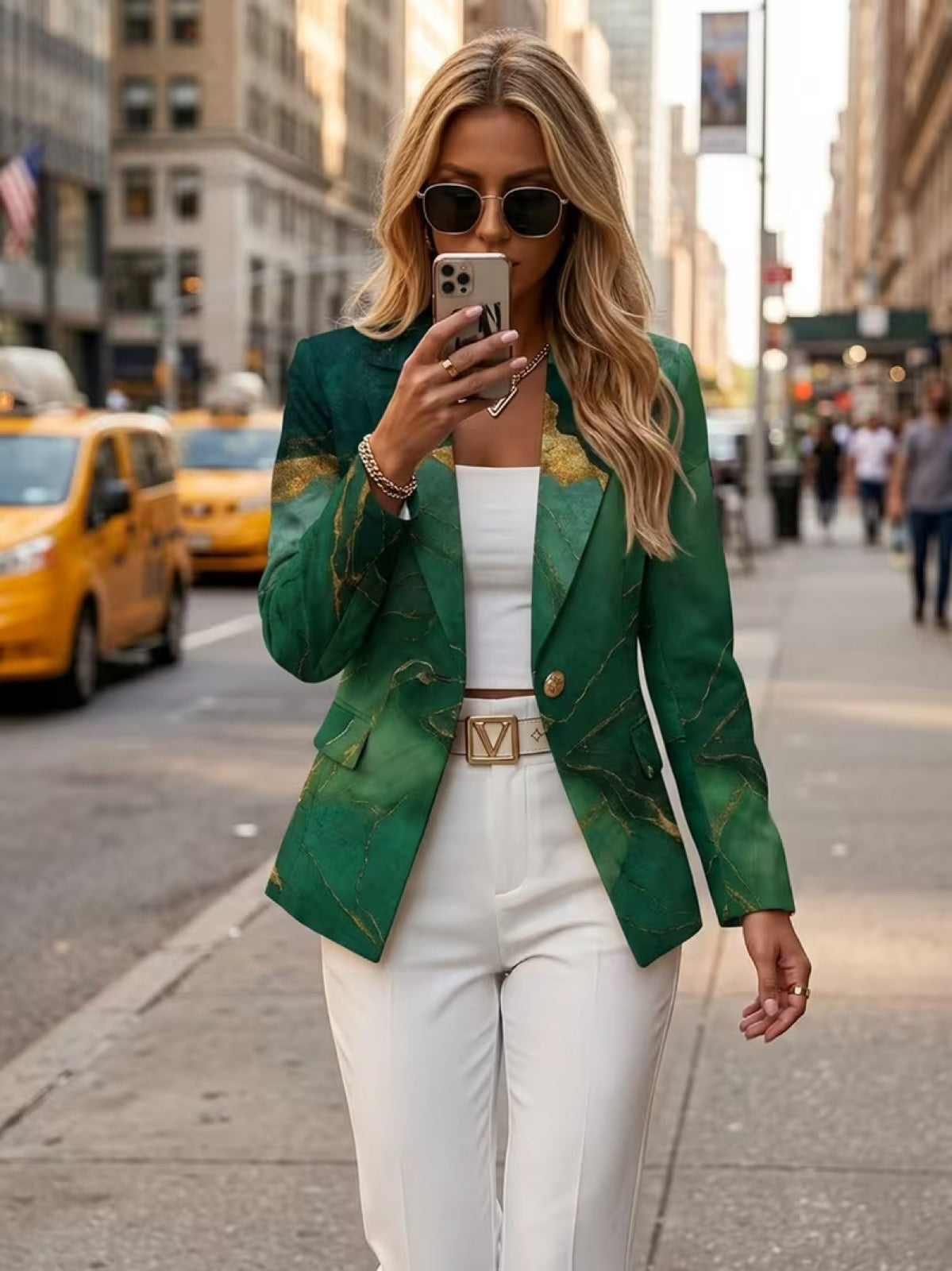 Honorine™ | Blazer marbre émeraude