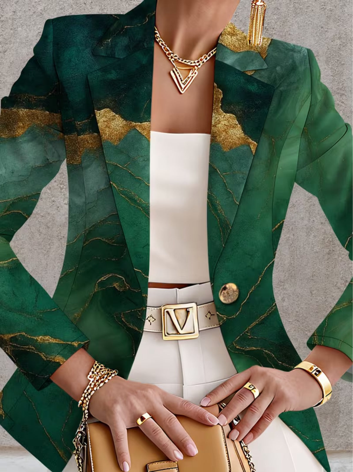 Honorine™ | Blazer marbre émeraude