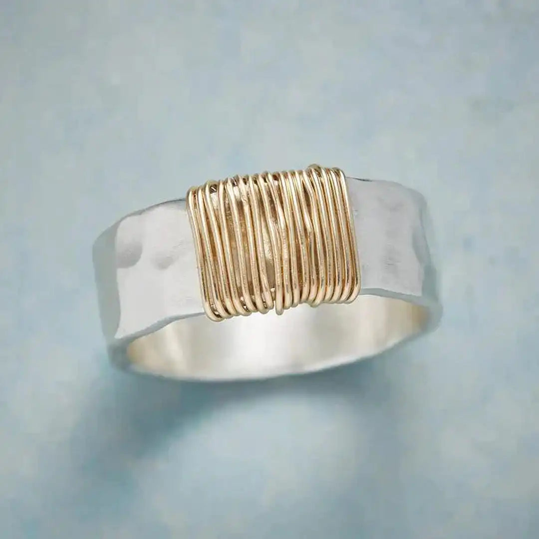 Bague Argent fils dorés vintage