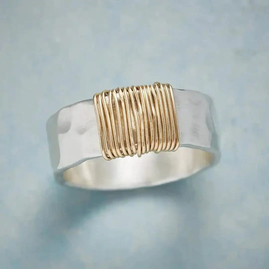Bague Argent fils dorés vintage