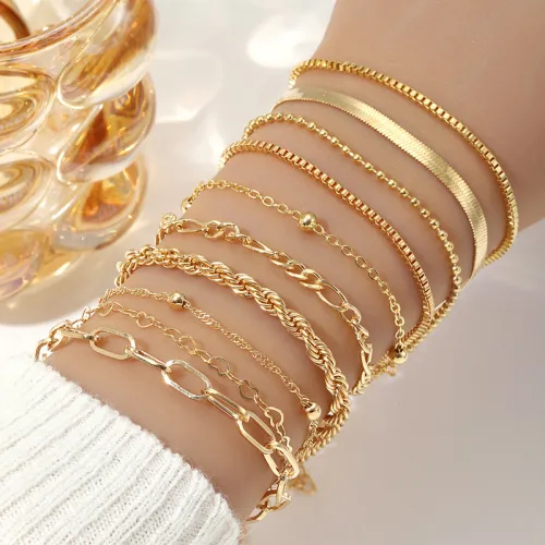 Ensemble de bracelets empilables Perle dorée