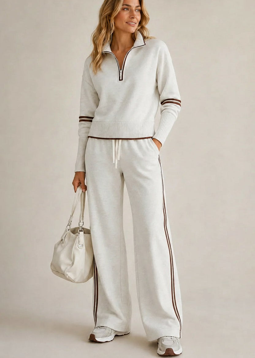 Sophia | Chandail demi-zip et pantalon à jambe large