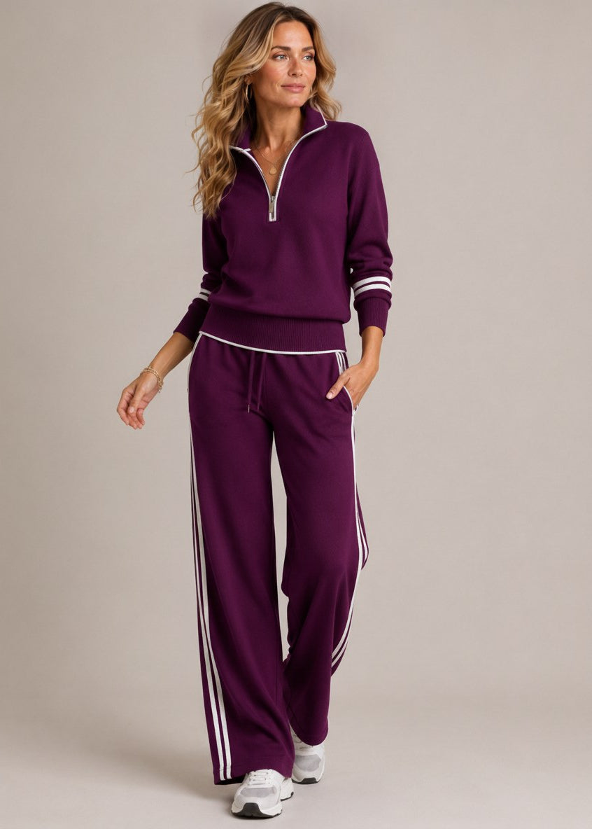 Sophia | Chandail demi-zip et pantalon à jambe large