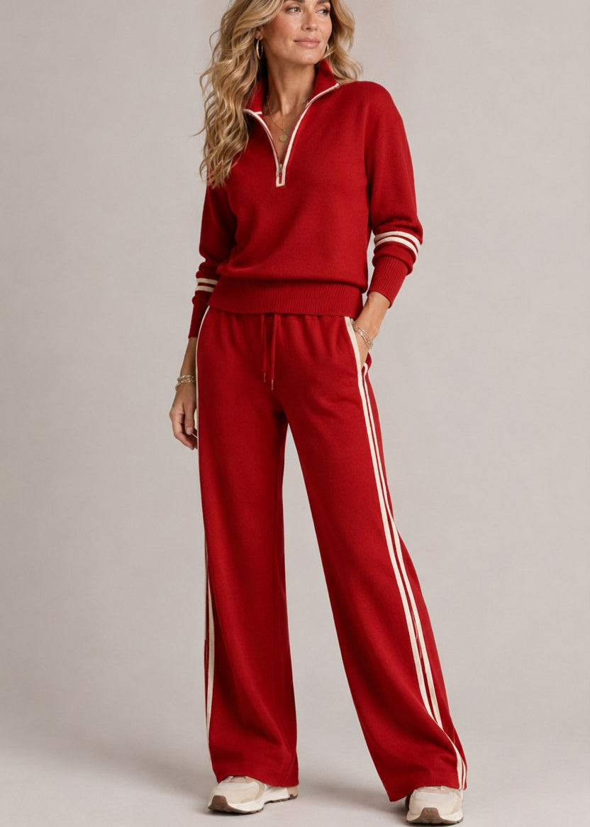 Sophia | Chandail demi-zip et pantalon à jambe large