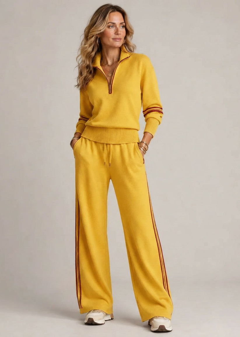 Sophia | Chandail demi-zip et pantalon à jambe large