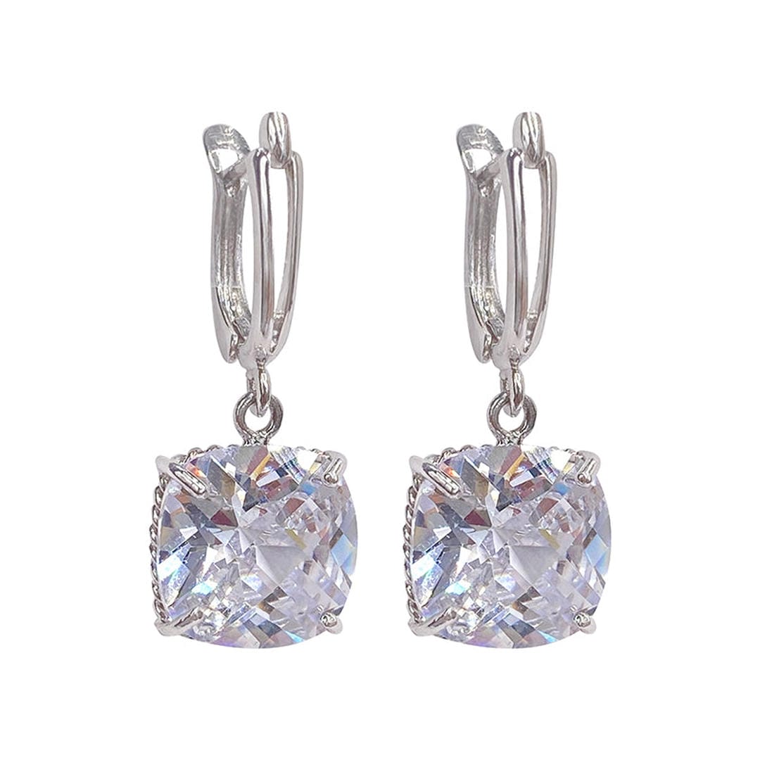 Boucles d'oreilles pendantes Zircone or blanc