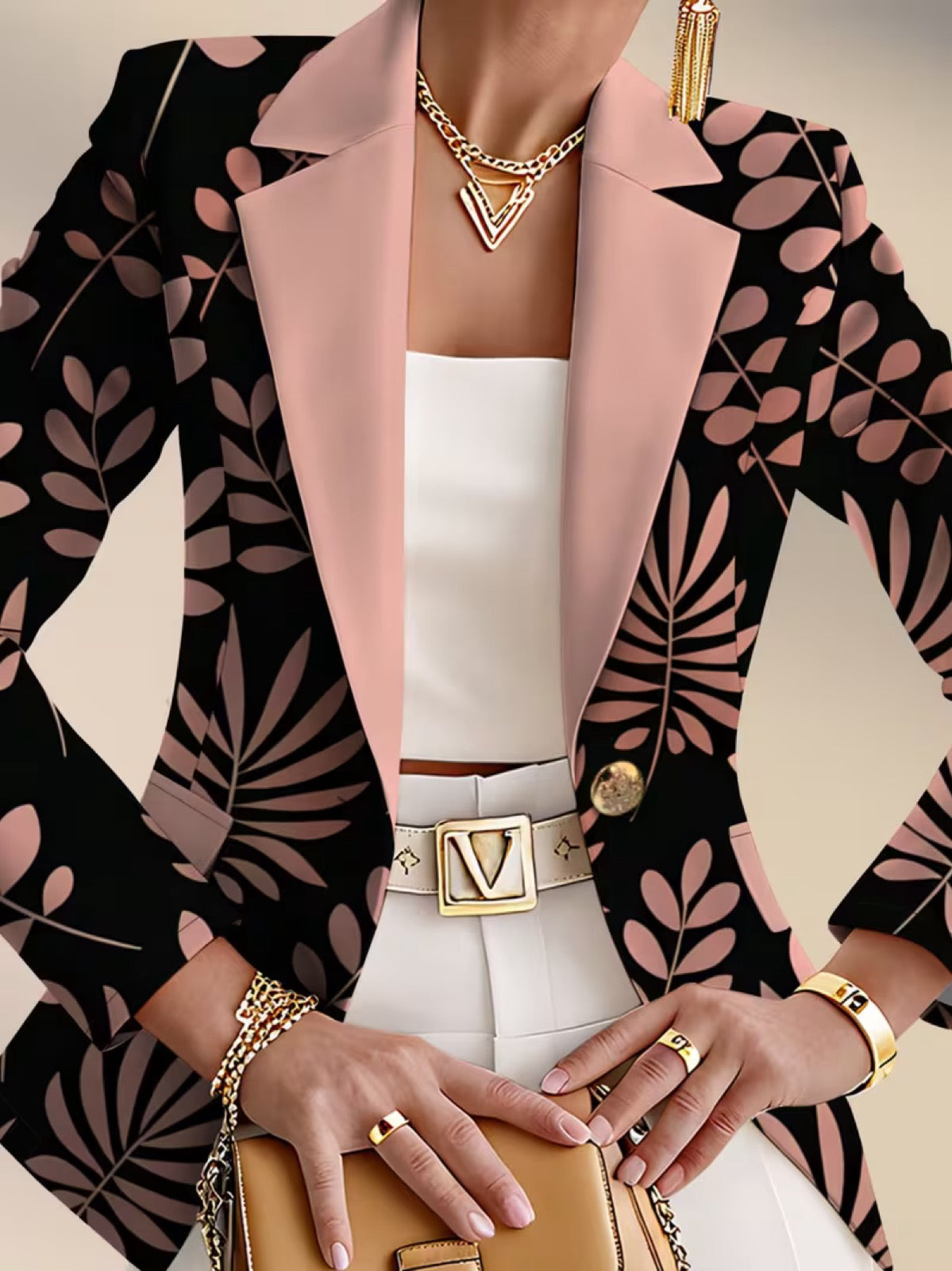 Odaya™ | Blazer feuilles roses