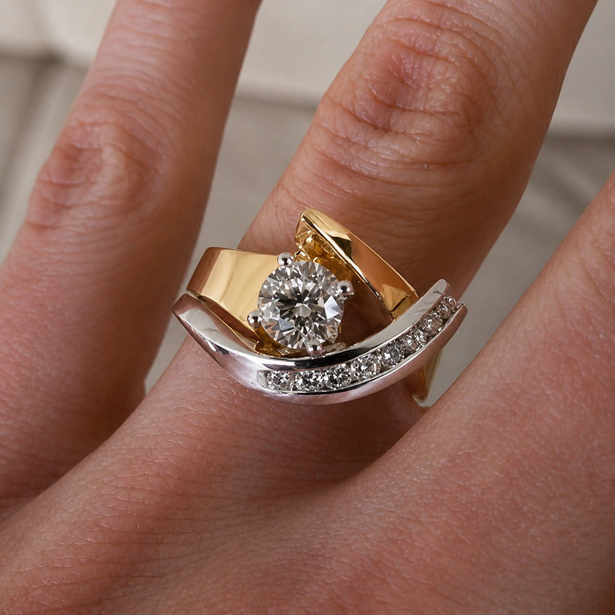 Bague bicolore artistique
