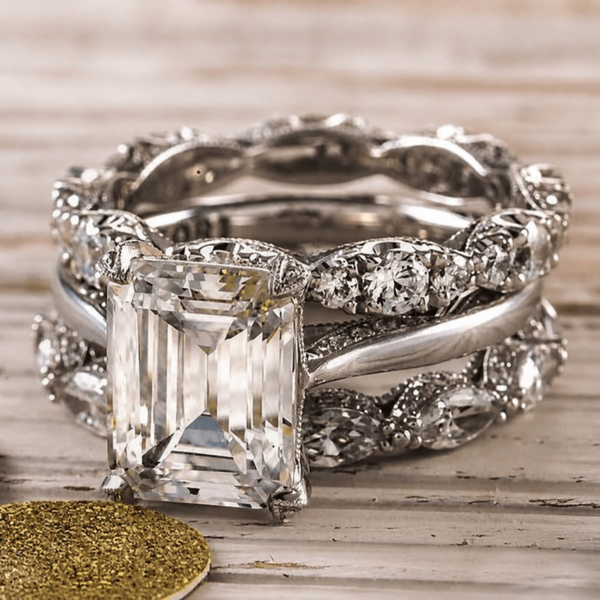 Bague vintage superposée ton argent