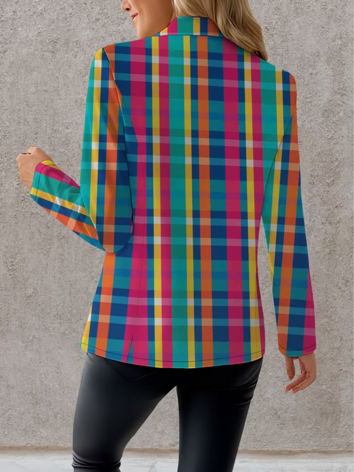 Rosaline™ | Blazer à carreaux arc-en-ciel