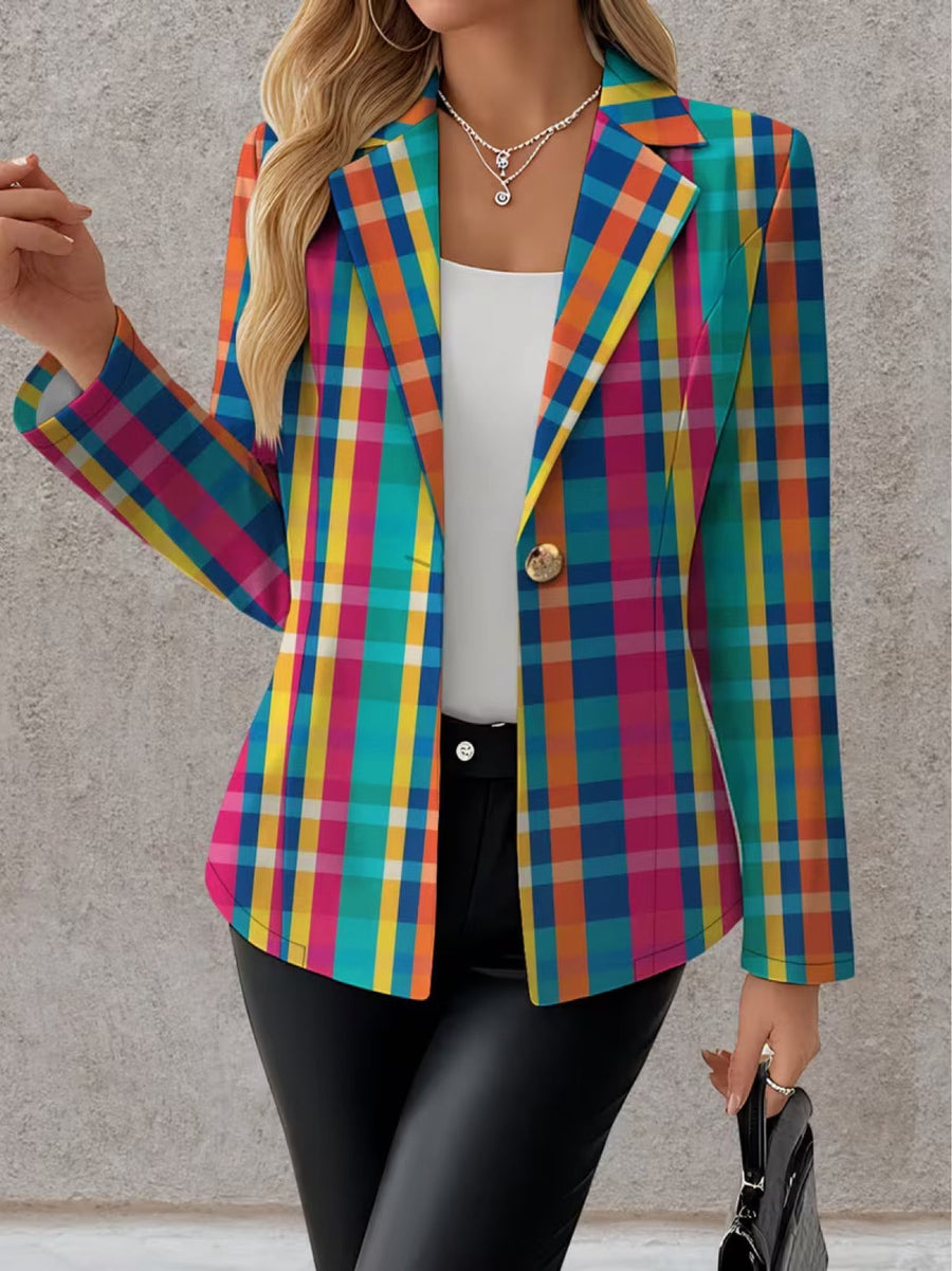 Rosaline™ | Blazer à carreaux arc-en-ciel