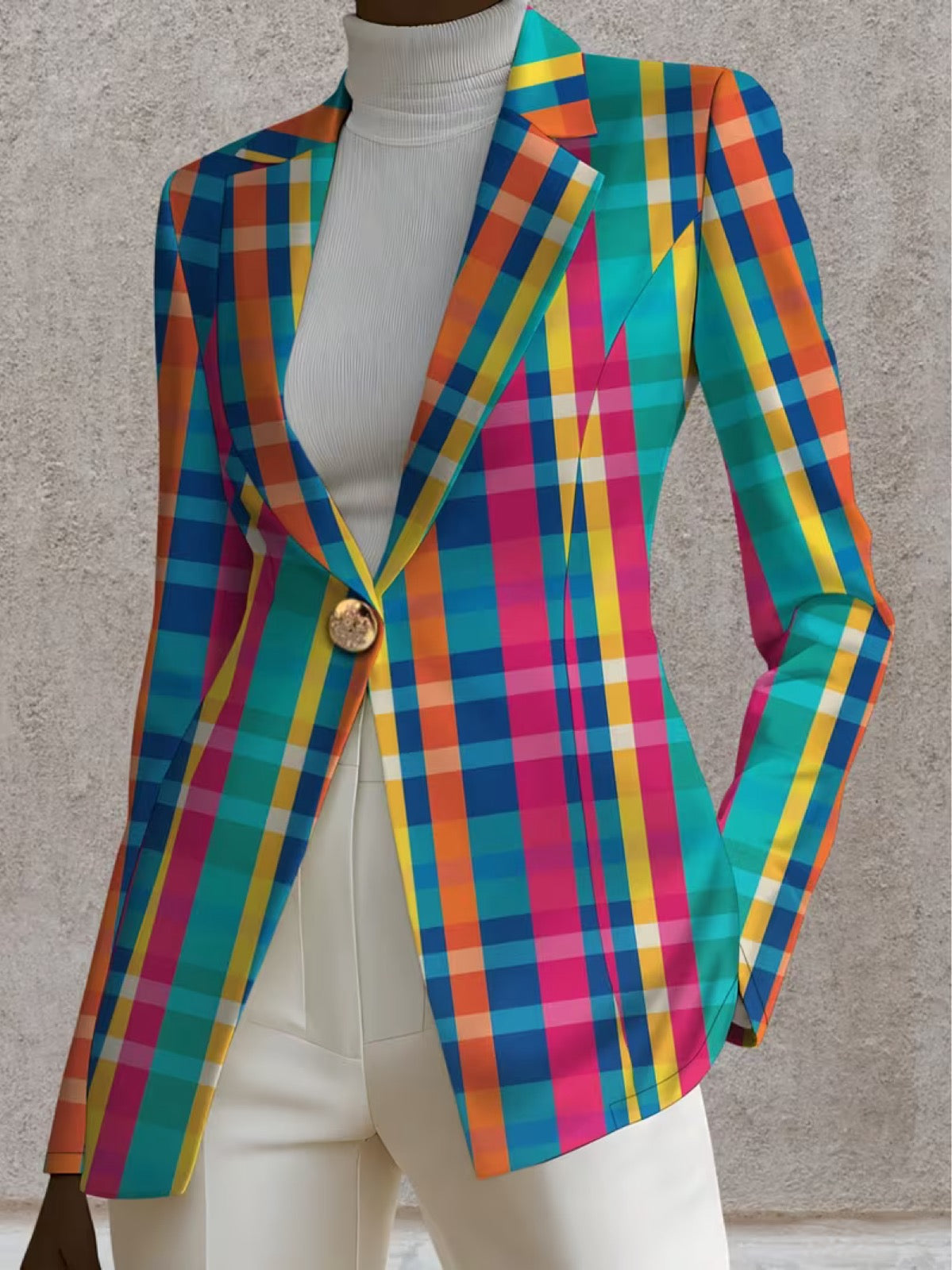 Rosaline™ | Blazer à carreaux arc-en-ciel
