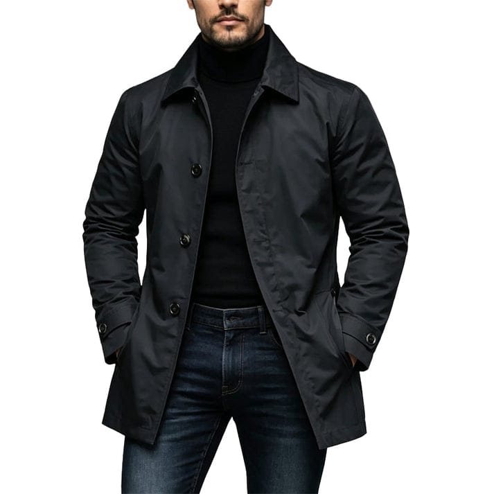 Marcello | Manteau à boutonnage simple en gabardine