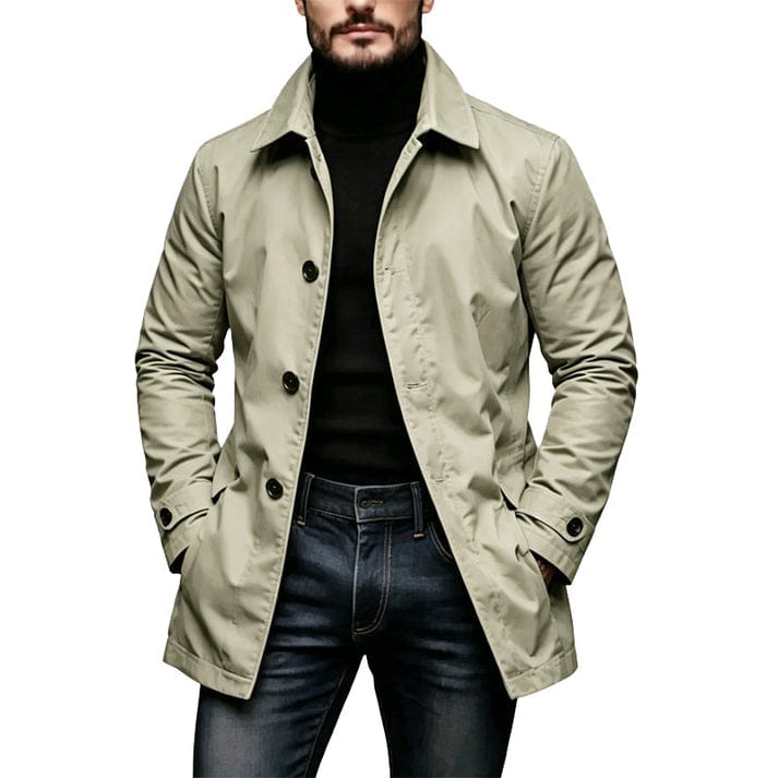 Marcello | Manteau à boutonnage simple en gabardine