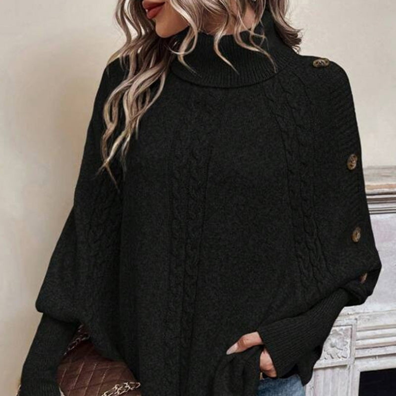 Céleste | Pull-cape élégant à col roulé et ourlet asymétrique
